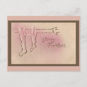 Hübsche Pfefferminz-Rosa Vintage-Weihnachts-Postka Postkarte