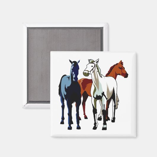Hübsche Pferde Stehend groß Magnet (Vorderseite/Rückseite)