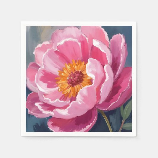 Hübsche Pfingstrose | Blumenmalerei Aquarell Serviette (Vorderseite)