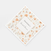 Hübsche Pfirsich-Blumen-Brautparty Serviette (Ecke)