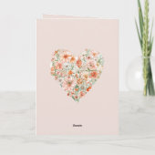 Hübsche Pfirsich-Blumen-Herz-Liebe Karte (Rückseite)