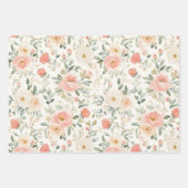 Hübsche Pfirsich-Rosa-Blumen-Hochzeitsdusche Geschenkpapier Set (Vorderseite)