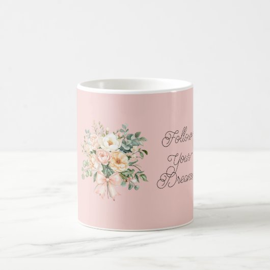 Hübsche Pfirsich-Rosa-Blumen-Schleife   Kaffeetasse (Mittel)