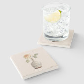 Hübsche Pfirsich-Rosenblume in der Vase Steinuntersetzer (Seitenansicht)
