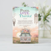 Hübsche Pfirsich und Blue Peace, Liebe und Babydus Dankeskarte (Stehend Vorderseite)