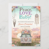 Hübsche Pfirsich und Blue Peace, Liebe und Babydus Einladung (Vorderseite)