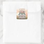 Hübsche Pfirsich und Blue Peace, Liebe und Babydus Quadratischer Aufkleber (Tasche)