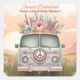 Hübsche Pfirsich und Blue Peace, Liebe und Babydus Quadratischer Aufkleber