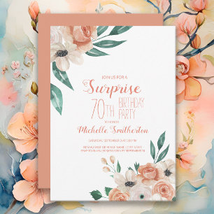 Hübsche Pfirsichblume 70. Geburtstag Einladung
