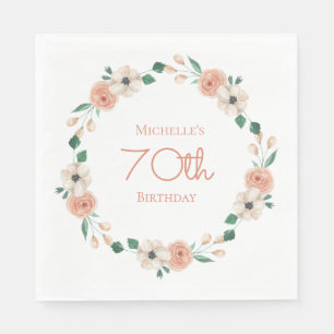 Hübsche Pfirsichblume 70. Geburtstag Serviette
