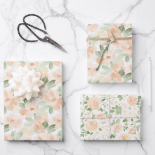 Hübsche Pfirsichblüten-Junggesellinnen-Abschied Geschenkpapier Set