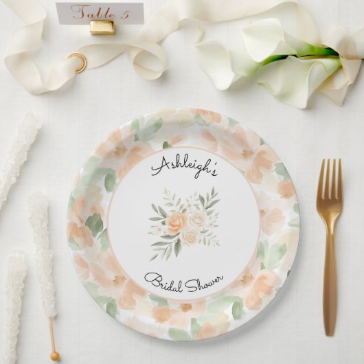 Hübsche Pfirsichblüten-Junggesellinnenabschied Pappteller (Hochzeit)
