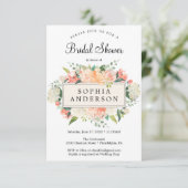 Hübsche Pfirsichblütendusche Einladungskarte Einladung (Stehend Vorderseite)