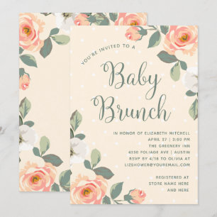 Hübsche Pfirsiche Baby Brunch Einladung