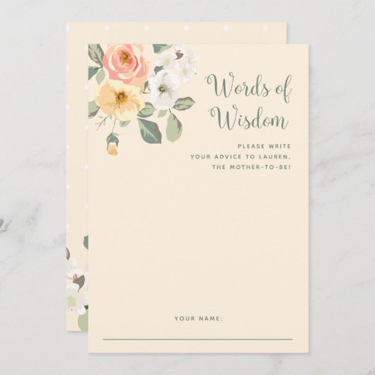 Hübsche Pfirsiche | Babyduschratenkarte Hinweiskarte (Vorne/Hinten)