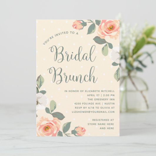 Hübsche Pfirsiche | Bridal Brunch Einladung (Stehend Vorderseite)