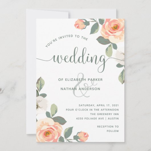 Hübsche Pfirsiche | Hochzeit Einladung (Vorderseite)