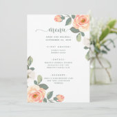 Hübsche Pfirsiche | Hochzeit Menükarte (Stehend Vorderseite)