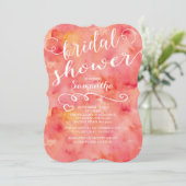 Hübsche Pfirsichfarben Bridal Dusche Einladung (Stehend Vorderseite)
