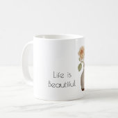 Hübsche Pfirsichrose in der Vase Kaffeetasse (Vorderseite Links)