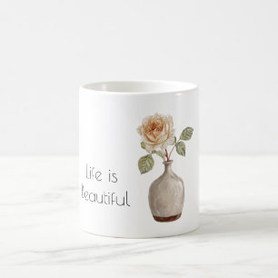 Hübsche Pfirsichrose in der Vase Kaffeetasse