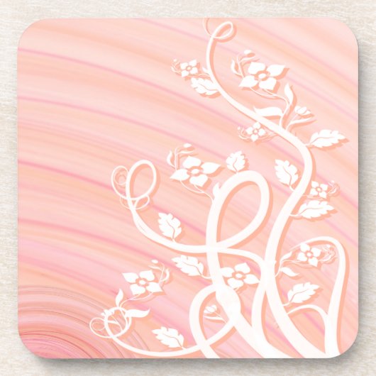 Hübsche Pfirsichspiralen, Weinreben und Blume Untersetzer (Vorderseite)