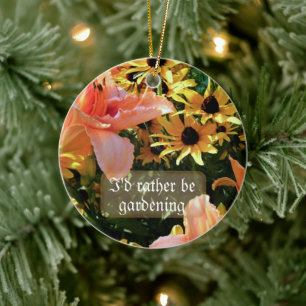 Hübsche PfirsichTaglilien und Emerson Quote Keramik Ornament