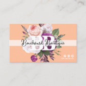 Hübsche PfirsichVintage Rose Blumencode QR-Boutiqu Visitenkarte (Vorderseite)