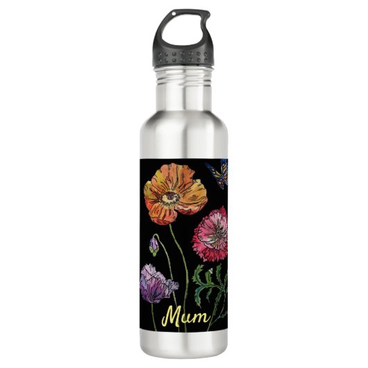 Hübsche Pflaumen auf Schwarzwaldmalerei 710 m Edelstahlflasche (Vorderseite)