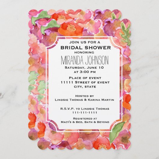 Hübsche Pflaumen Brautparty Einladung (Vorne/Hinten)