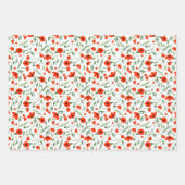 Hübsche Pflaumen, gemischte Blumenmuster und Polka Geschenkpapier Set (Vorderseite)