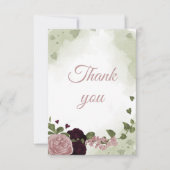 hübsche Pflaumenburgund- und rosa Blume Dankeskarte (Vorderseite)