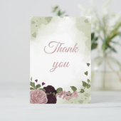 hübsche Pflaumenburgund- und rosa Blume Dankeskarte (Stehend Vorderseite)