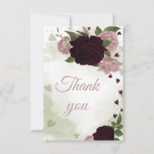 hübsche Pflaumenburgund- und rosa Blume Dankeskarte (Vorderseite)