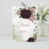hübsche Pflaumenburgund- und rosa Blume Dankeskarte (Stehend Vorderseite)