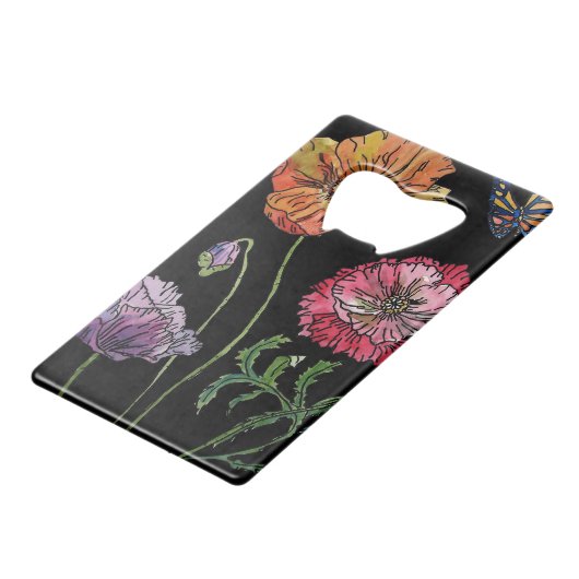 Hübsche Pflöten auf Schwarzwaldfarbe Geldbeutel Flaschenöffner (Rückseite Schrägansicht)