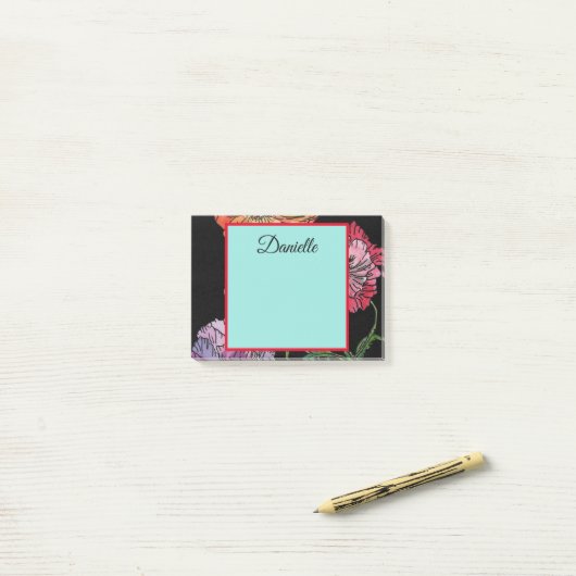 Hübsche Pflöten auf Schwarzwaldfarbe Post-it Klebezettel (Auf Schreibtisch)