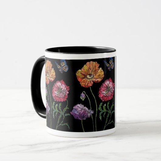 Hübsche Pflöten auf Schwarzwaldfarbe Tasse (Vorderseite Links)