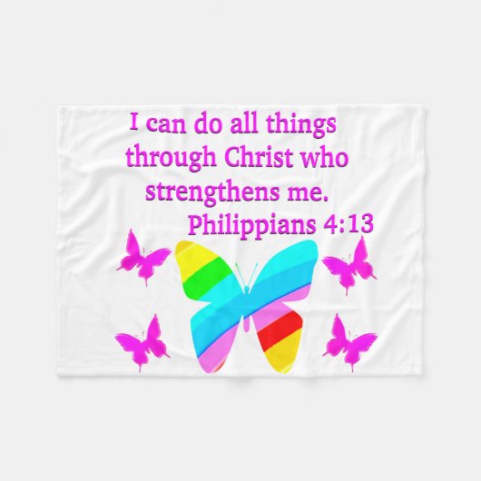 HÜBSCHE PHILIPPIANS 4:13 BUTTERFLY-DESIGN FLEECEDECKE (Vorderseite (Horizontal))