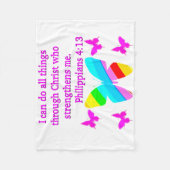 HÜBSCHE PHILIPPIANS 4:13 BUTTERFLY-DESIGN FLEECEDECKE (Vorderseite)