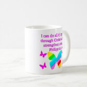 HÜBSCHE PHILIPPIANS 4:13 BUTTERFLY-DESIGN KAFFEETASSE (VorderseiteRechts)