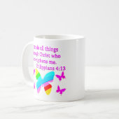 HÜBSCHE PHILIPPIANS 4:13 BUTTERFLY-DESIGN KAFFEETASSE (Vorderseite Links)