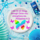 HÜBSCHE PHILIPPIANS 4:13 BUTTERFLY-DESIGN PAPPTELLER (Party)