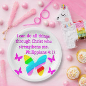 HÜBSCHE PHILIPPIANS 4:13 BUTTERFLY-DESIGN PAPPTELLER (Party)