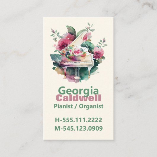 Hübsche Pianistin Kunst, Dichtung und Musik Visitenkarte (Vorderseite)