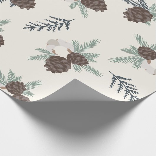 Hübsche Pine Cone Weihnachtsfeiertage Grüne Geschenkpapier (Ecke)