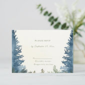 Hübsche Pinienbäume Grüne Hochzeit Rsvp Karte (Stehend Vorderseite)