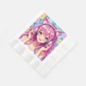 Hübsche Pink Anime Girl's Birthday Party Serviette (Ecke)