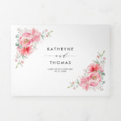 Hübsche Pink-Aquarelleisen-Hochzeit und Hochzeit d Dreifach Gefaltete Einladung (Cover)