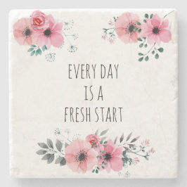 Hübsche Pink-Aquarellfarben-Floral Positive Typogr Steinuntersetzer